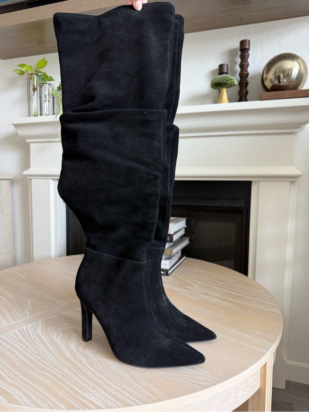 Genuine Suede Black Over-the-Knee Pointed Toe Stiletto Boots OATLIN,Slouchy•NWT